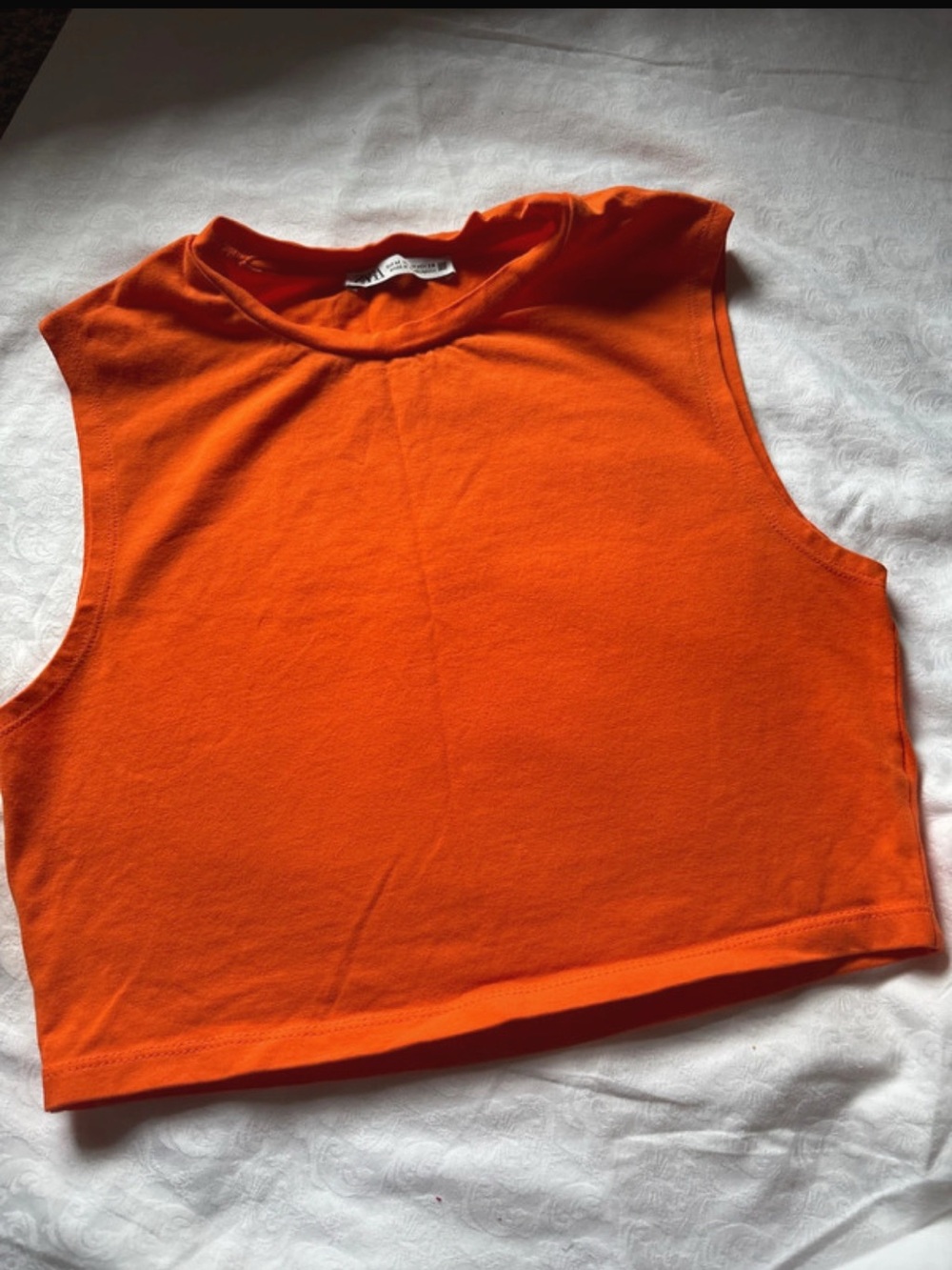 Zara Orange Sleeveless Crop Top - Bright Orange